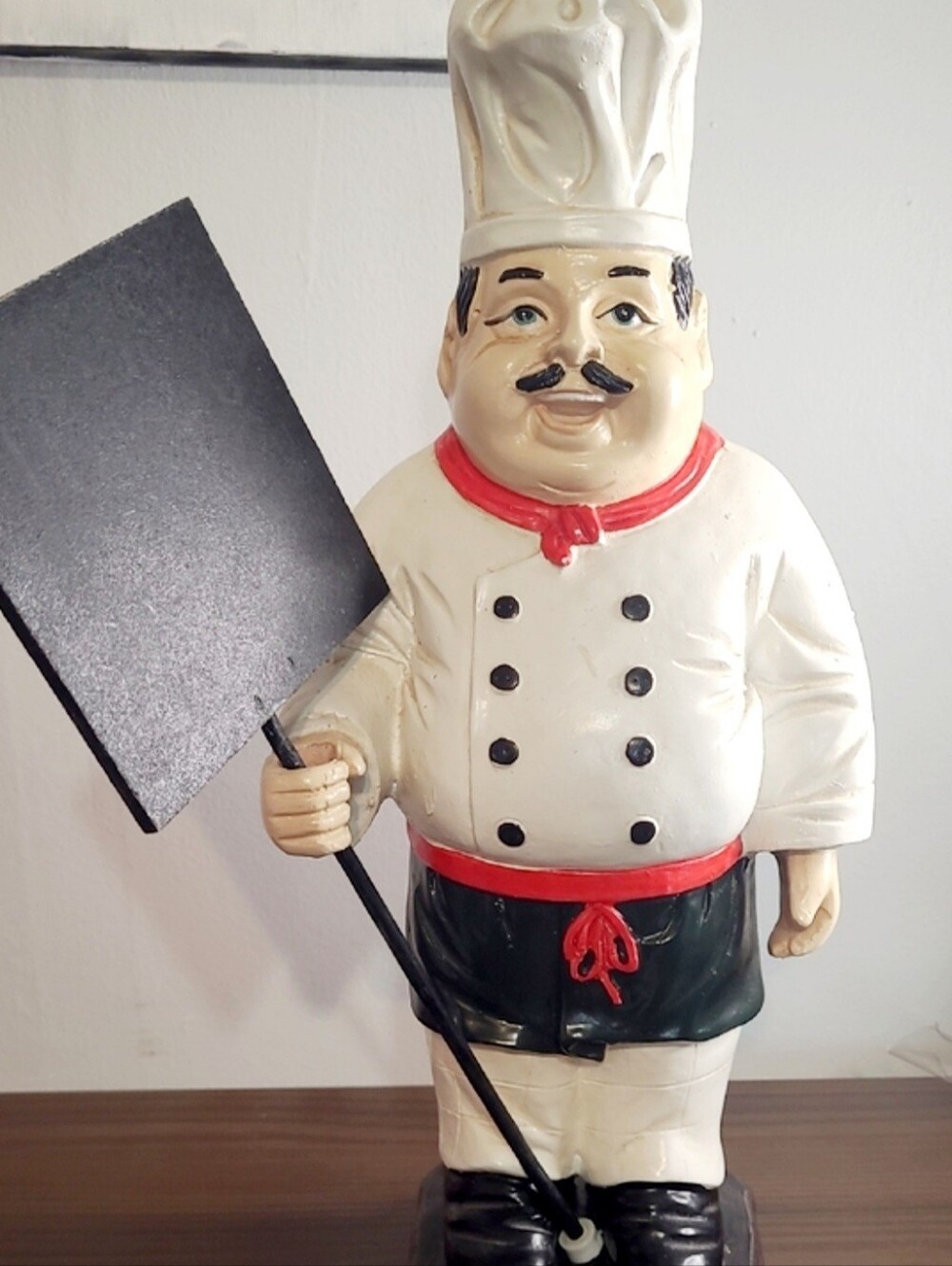 Vintage Chef Menu Board Figurine 15.5” Kitchen Decor Chalkboard Style